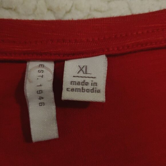 Est. 1946 Women's Size XL Red Short Sleeve Sweater with Lace & Fringe - Picture 7 of 13